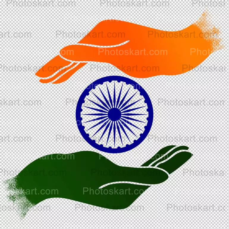Ashok Chakra Tricolor With Hand Free Vector