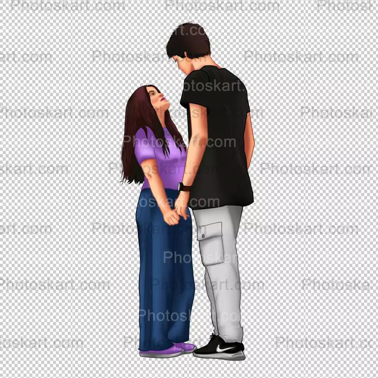 College Couple Standing Digital Art Vector