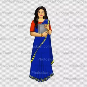 digital-art-of-bengali-girl-wear-saree-vector